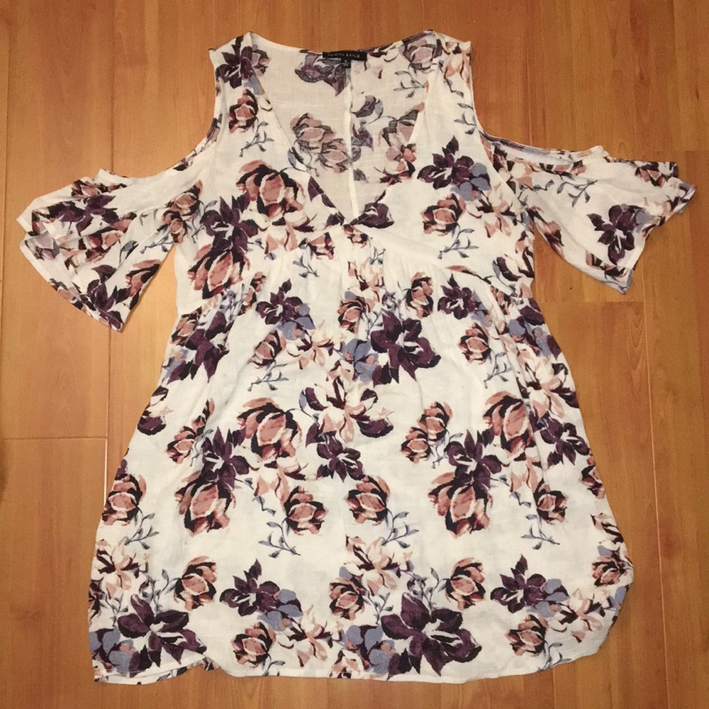 kendall and kylie floral shoulder cut out dress